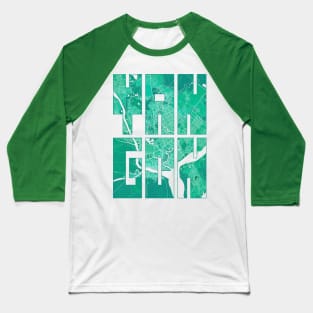 Yangon, Myanmar City Map Typography - Watercolor Baseball T-Shirt